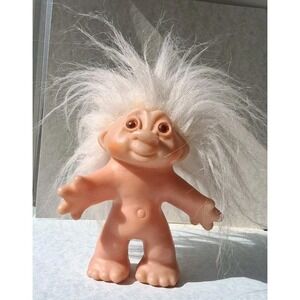 Vtg Thomas Dam Troll Doll 5" Norfin Li'l Angel White Hair 1986 Plastic Toy